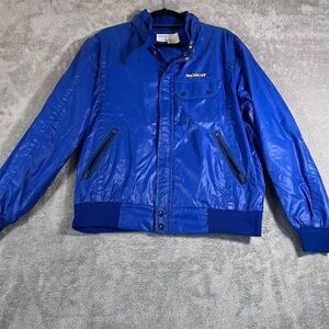 VTG Upstream Jacket‎ Men's Large Blue Bomber Retro Monroe Shocks Made in USA